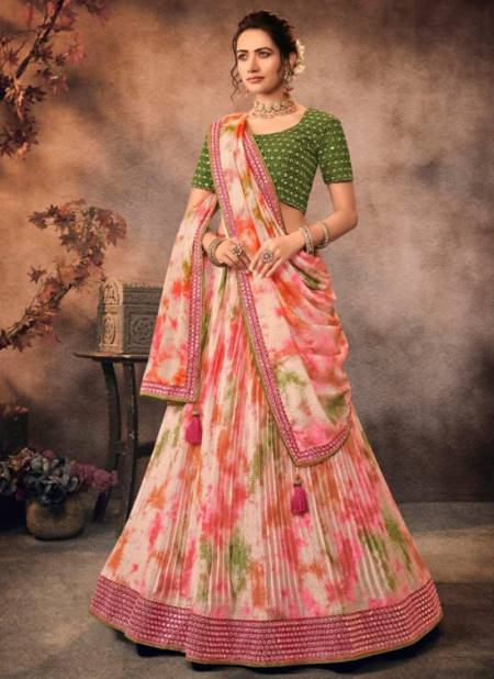 Green And Red Colour Utsav Kavira New Designer Chinon Fancy Lehenga Choli Collection 601